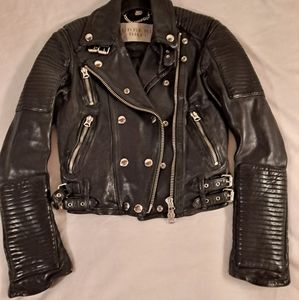 Burberry Iconic Leather Biker Jacket size US 6